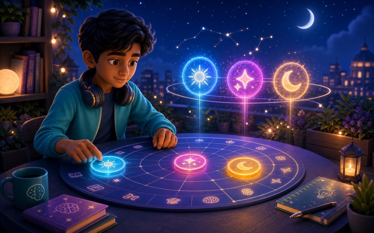A learner arranging recurring daily weekly and monthly review tokens